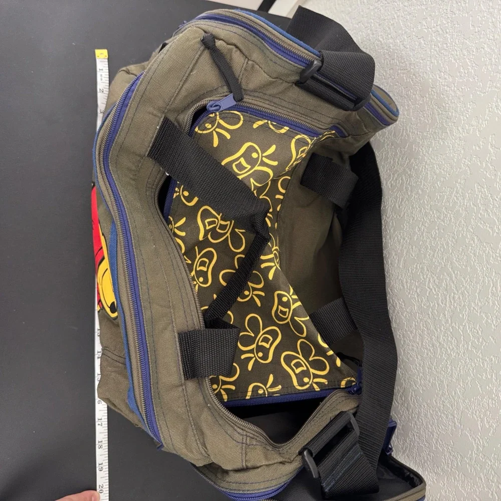 VINTAGE Disney Pooh Duffel Bag Unisex Large Olive Green Winnie The Pooh Graphic